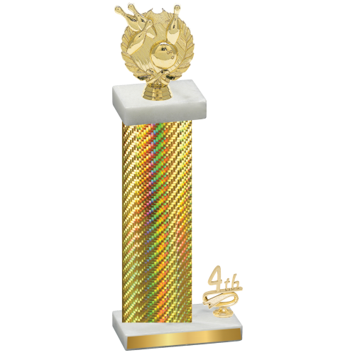 Accented Single Gold Carbon Fiber Fourth Place Bowling Trophy