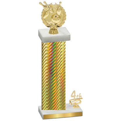 Accented Single Gold Carbon Fiber Fourth Place Bowling Trophy