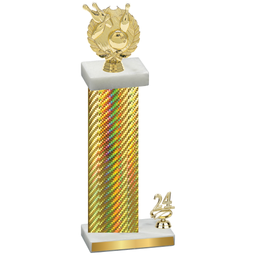 Accented Single Gold Carbon Fiber Year Bowling Trophy