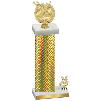 Accented Single Gold Carbon Fiber Year Bowling Trophy