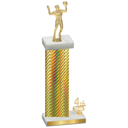 Accented Single Gold Carbon Fiber Fourth Place Volleyball Trophy