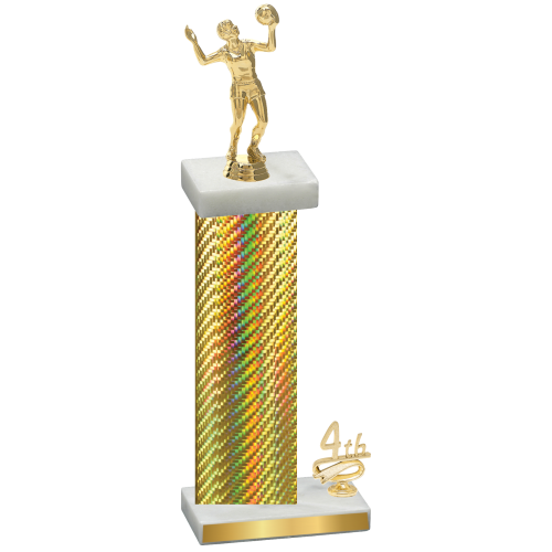 Accented Single Gold Carbon Fiber Fourth Place Volleyball Trophy