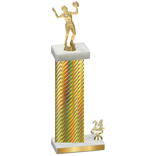 Accented Single Gold Carbon Fiber Year Volleyball Trophy