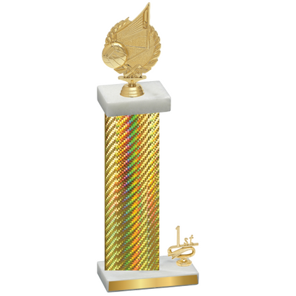 Accented Single Gold Carbon Fiber First Place Volleyball Trophy