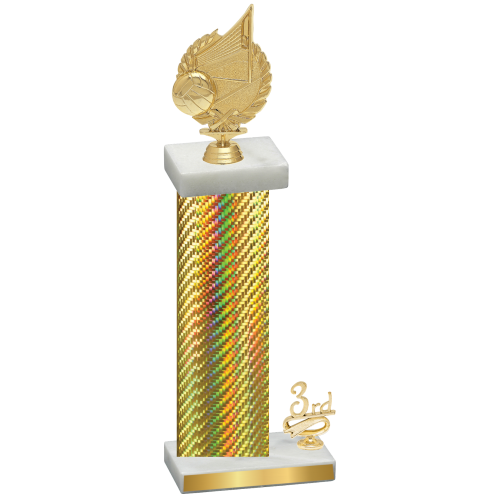Accented Single Gold Carbon Fiber Third Place Volleyball Trophy