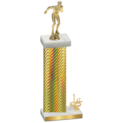 Accented Single Gold Carbon Fiber First Place Swimming Trophy