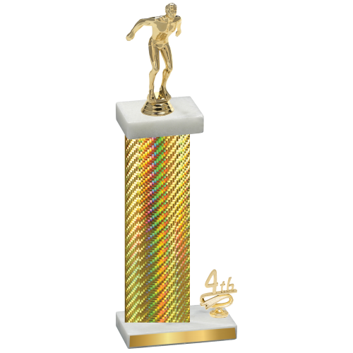 Accented Single Gold Carbon Fiber Fourth Place Swimming Trophy