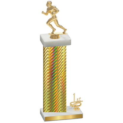 Accented Single Gold Carbon Fiber First Place Football Trophy