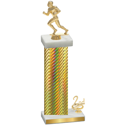 Accented Single Gold Carbon Fiber Second Place Football Trophy