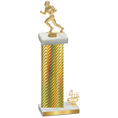 Accented Single Gold Carbon Fiber Fourth Place Football Trophy