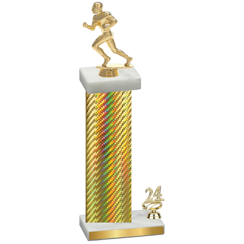 Accented Single Gold Carbon Fiber Year Football Trophy