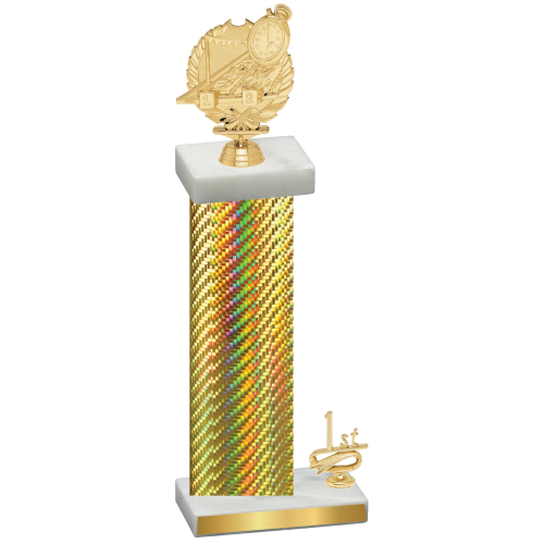 Accented Single Gold Carbon Fiber First Place Swimming Trophy