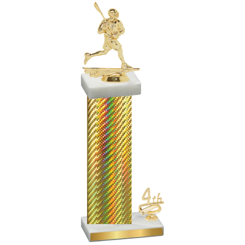 Accented Single Gold Carbon Fiber Fourth Place Lacrosse Trophy