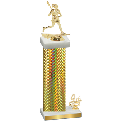 Accented Single Gold Carbon Fiber Fourth Place Lacrosse Trophy