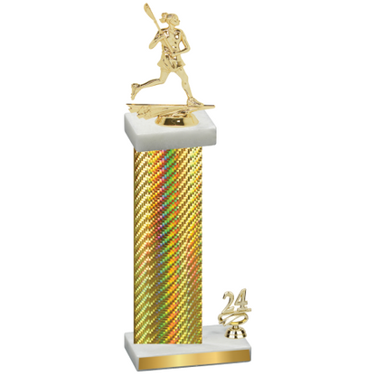 Accented Single Gold Carbon Fiber Year Lacrosse Trophy