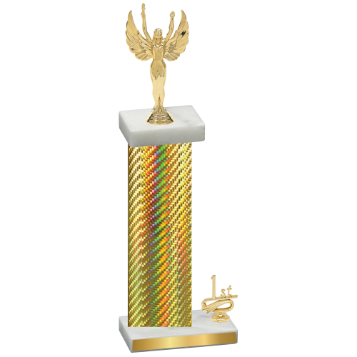 Accented Single Gold Carbon Fiber First Place Victory Trophy