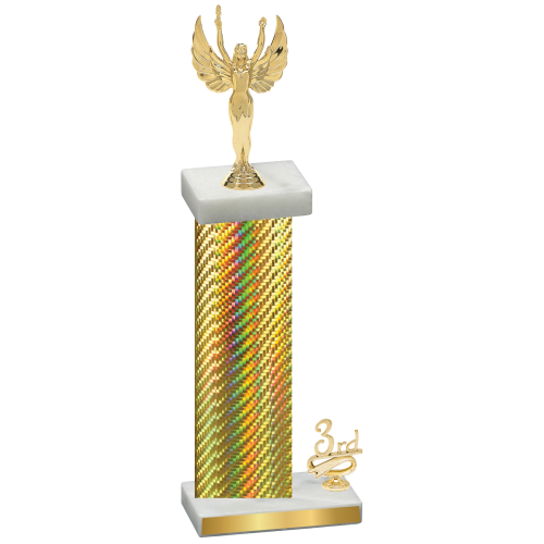 Accented Single Gold Carbon Fiber Third Place Victory Trophy