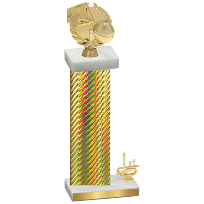 Accented Single Gold Carbon Fiber First Place Basketball Trophy