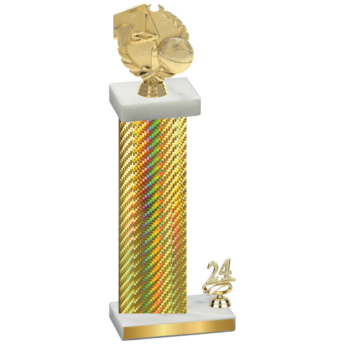 Accented Single Gold Carbon Fiber Year Basketball Trophy