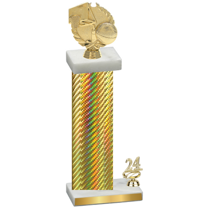 Accented Single Gold Carbon Fiber Year Basketball Trophy