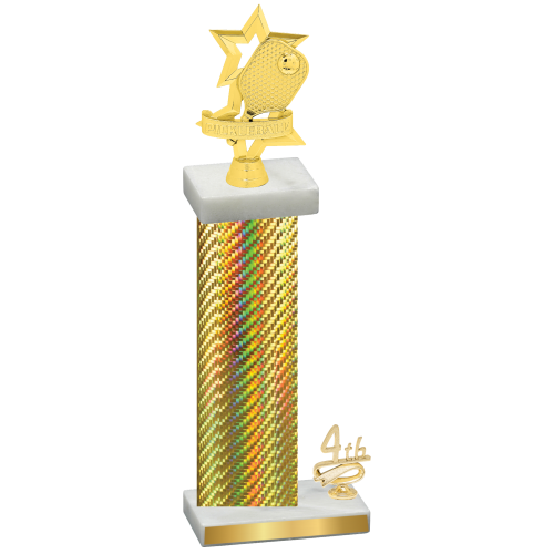 Accented Single Gold Carbon Fiber Fourth Place Pickleball Trophy