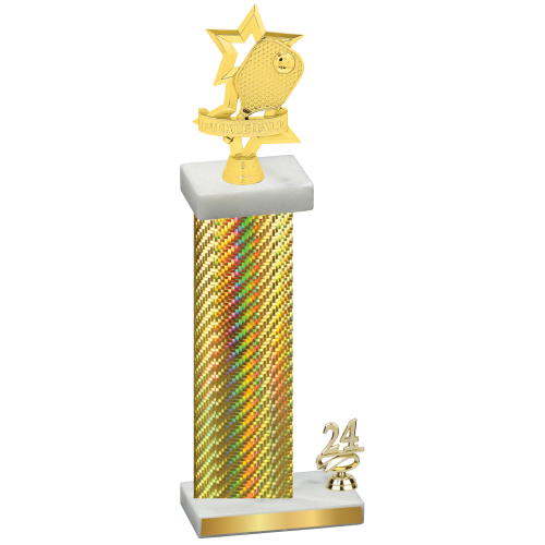 Accented Single Gold Carbon Fiber Year Pickleball Trophy