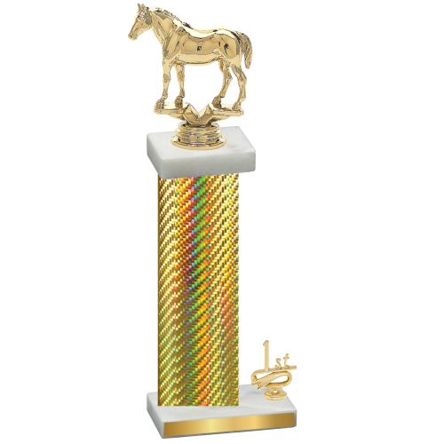 Accented Single Gold Carbon Fiber First Place Horses Trophy