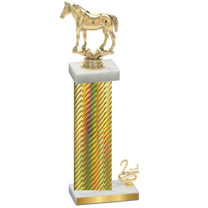 Accented Single Gold Carbon Fiber Second Place Horses Trophy