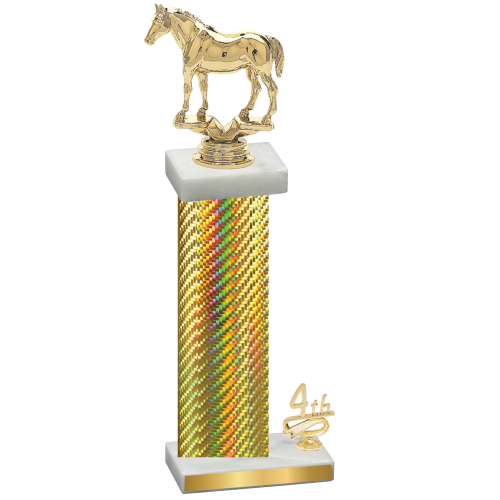 Accented Single Gold Carbon Fiber Fourth Place Horses Trophy