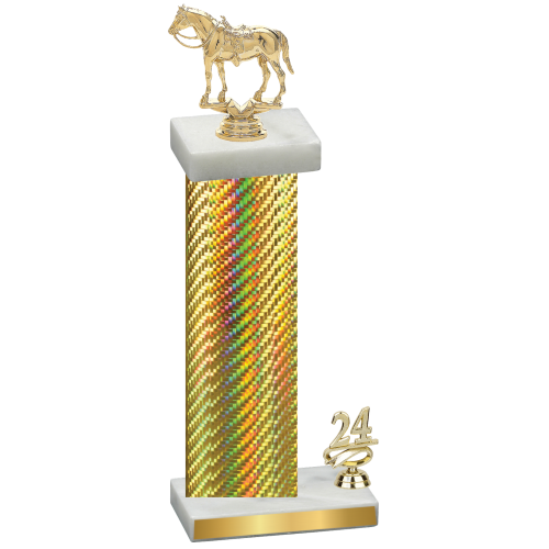 Accented Single Gold Carbon Fiber Year Horses Trophy