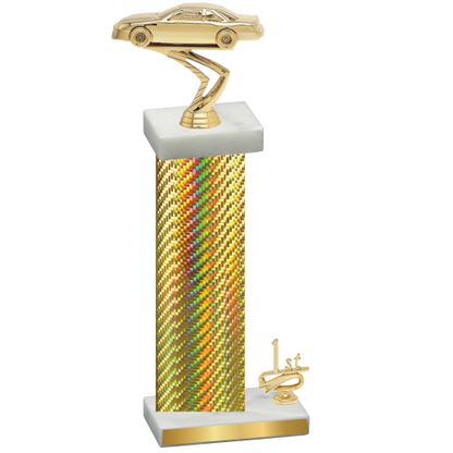 Accented Single Gold Carbon Fiber First Place Cars Trophy