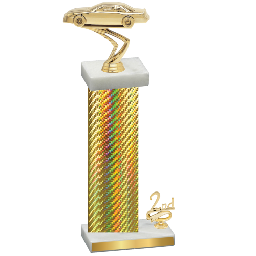 Accented Single Gold Carbon Fiber Second Place Cars Trophy
