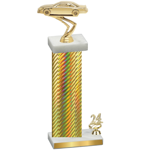 Accented Single Gold Carbon Fiber Year Cars Trophy