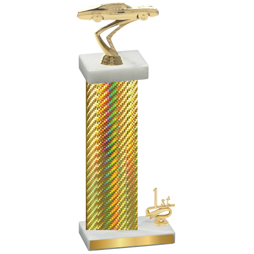 Accented Single Gold Carbon Fiber First Place Cars Trophy