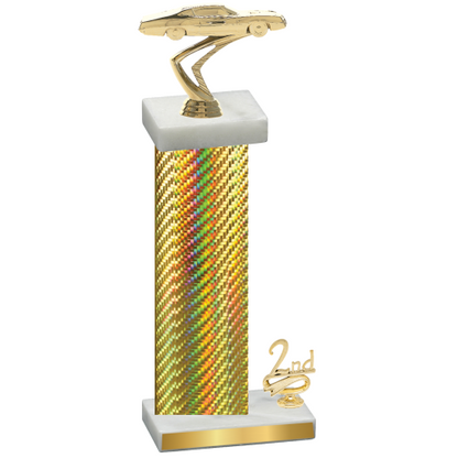 Accented Single Gold Carbon Fiber Second Place Cars Trophy