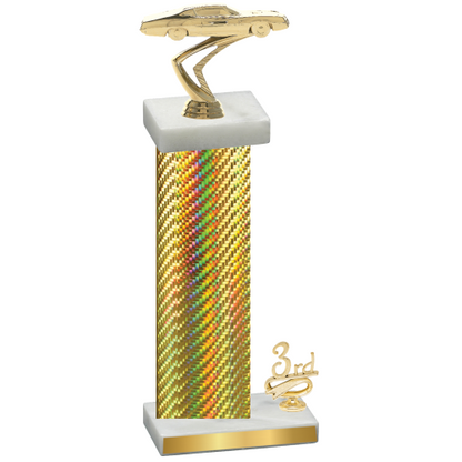 Accented Single Gold Carbon Fiber Third Place Cars Trophy