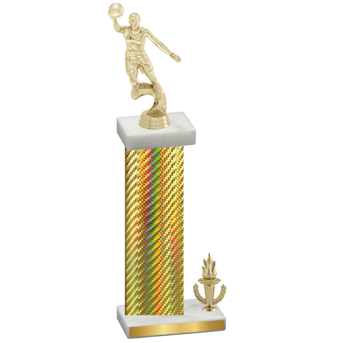 Accented Single Gold Carbon Fiber Victory Basketball Trophy