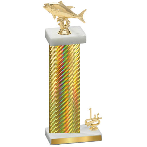 Accented Single Gold Carbon Fiber First Place Fishing Trophy