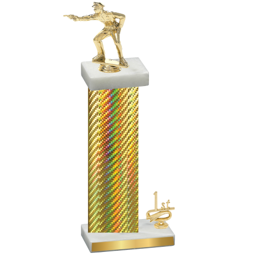 Accented Single Gold Carbon Fiber First Place Shooter Trophy