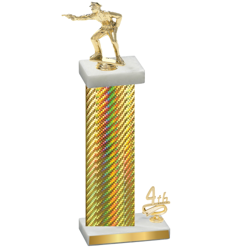 Accented Single Gold Carbon Fiber Fourth Place Shooter Trophy