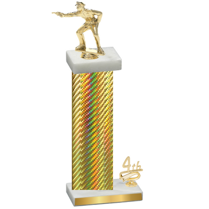 Accented Single Gold Carbon Fiber Fourth Place Shooter Trophy