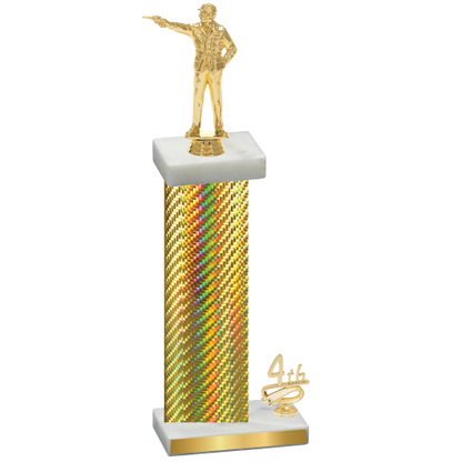Accented Single Gold Carbon Fiber Fourth Place Shooter Trophy