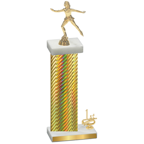 Accented Single Gold Carbon Fiber First Place Skater Trophy