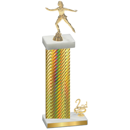 Accented Single Gold Carbon Fiber Second Place Skater Trophy