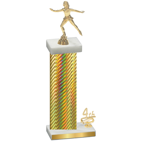 Accented Single Gold Carbon Fiber Fourth Place Skater Trophy