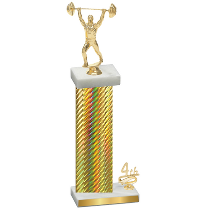 Accented Single Gold Carbon Fiber Fourth Place Weights Trophy