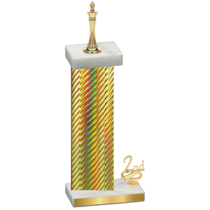 Accented Single Gold Carbon Fiber Second Place Chess Trophy