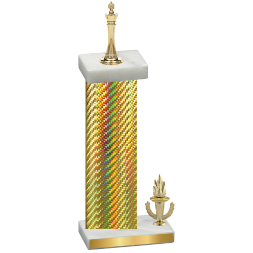 Accented Single Gold Carbon Fiber Victory Chess Trophy