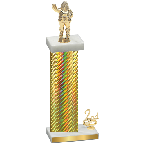 Accented Single Gold Carbon Fiber Second Place Holiday Trophy