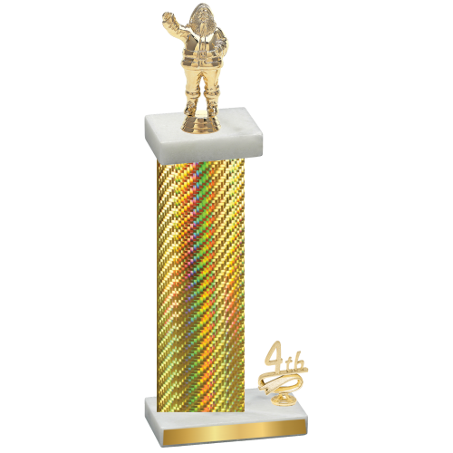 Accented Single Gold Carbon Fiber Fourth Place Holiday Trophy